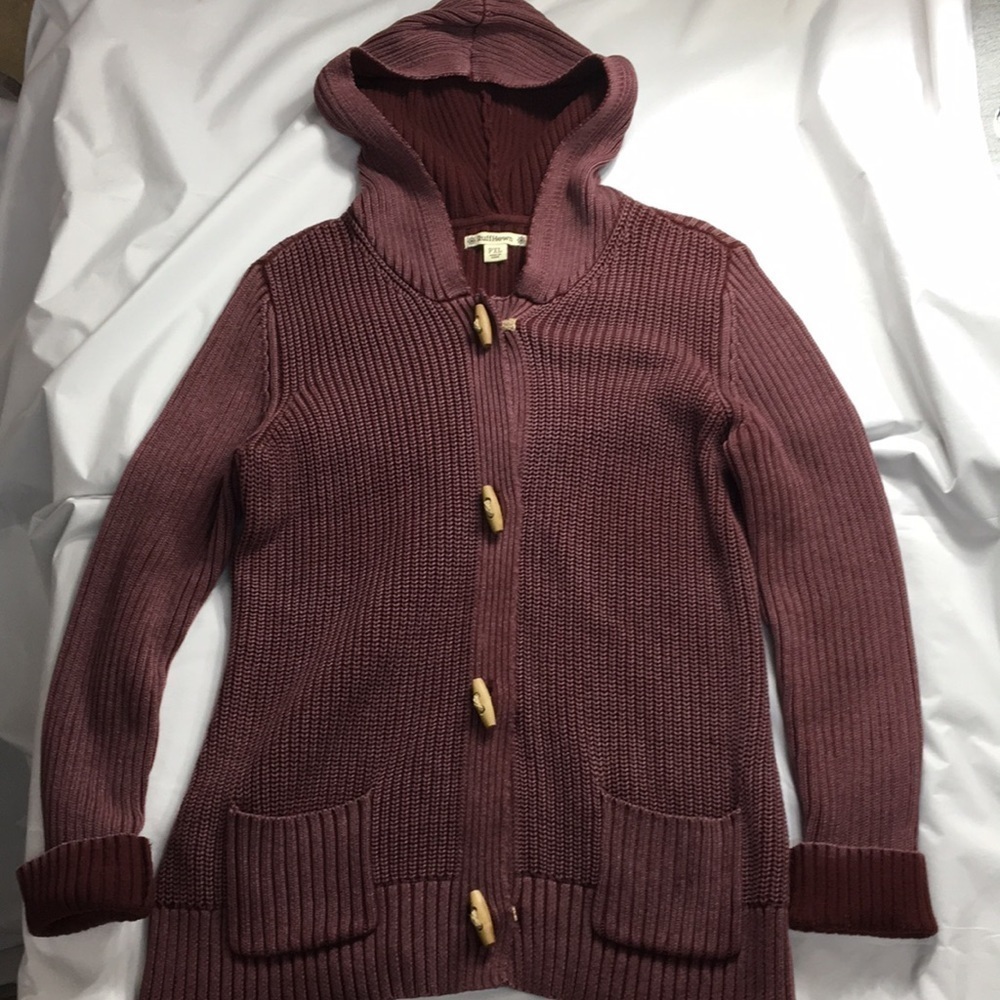 Ruff Hewn Faded Maroon Sweatshirt with Wooden Accents Size XL Like-NEW Condition